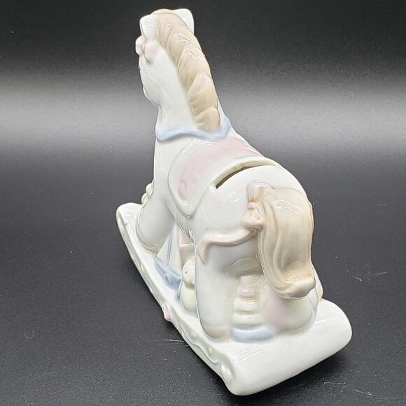 Lullaby Lane 1991 Summit Collection Porcelain Pastel Rocking Horse Piggy Bank - Picture 11 of 14
